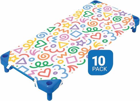 ملاءات سرير للرعاية النهارية - 10 عبوات - ملاءات سرير للرعاية النهارية ذات حجم قياسي - 21 × 21 بوصة - ملاءة سرير للرعاية النهارية - قطن وبوليستر - ملاءة سرير جاهزة لسرير أطفال الرعاية النهارية - ملاءات سرير للأطفال الصغار - غطاء سرير أطفال in Kuwait
