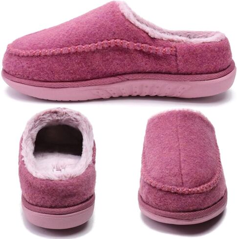 KuaiLu Womens Clog Slippers with Comfy Arch Support Orthotic Plantar Fasciitis Memory Foam Ladies Slippers for Women Winter Warm Slip on Felt Houes Shoes Hard Rubber Sole Pink size 9 in Saudi Arabia