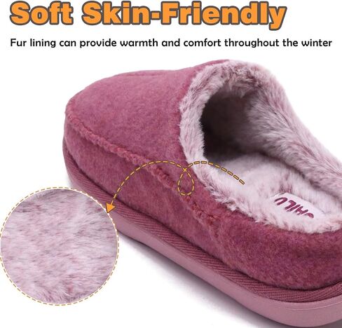 KuaiLu Womens Clog Slippers with Comfy Arch Support Orthotic Plantar Fasciitis Memory Foam Ladies Slippers for Women Winter Warm Slip on Felt Houes Shoes Hard Rubber Sole Pink size 9 in Saudi Arabia