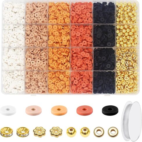 Lyricaluxe 3300Pcs Clay Beads Bracelet Making Kit Spacer Gold Beads Friendship Heishi Beads for Jewelry Making Bracelets Necklace Key Chains,(LY-CLAYBEADS-A) in Saudi Arabia