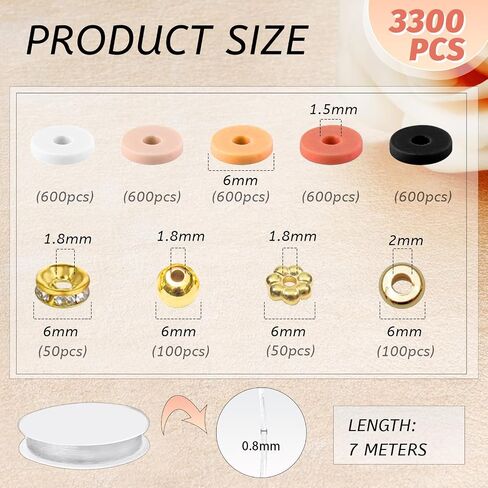 Lyricaluxe 3300Pcs Clay Beads Bracelet Making Kit Spacer Gold Beads Friendship Heishi Beads for Jewelry Making Bracelets Necklace Key Chains,(LY-CLAYBEADS-A) in Saudi Arabia