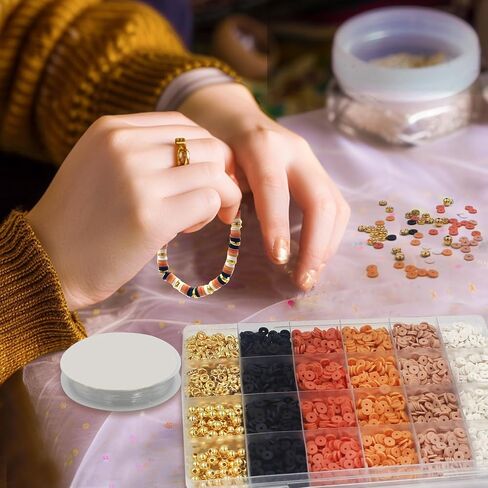 Lyricaluxe 3300Pcs Clay Beads Bracelet Making Kit Spacer Gold Beads Friendship Heishi Beads for Jewelry Making Bracelets Necklace Key Chains,(LY-CLAYBEADS-A) in Saudi Arabia