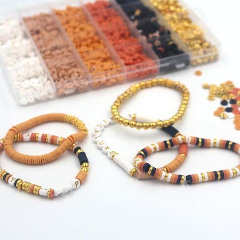 Lyricaluxe 3300Pcs Clay Beads Bracelet Making Kit Spacer Gold Beads Friendship Heishi Beads for Jewelry Making Bracelets Necklace Key Chains,(LY-CLAYBEADS-A) in Saudi Arabia