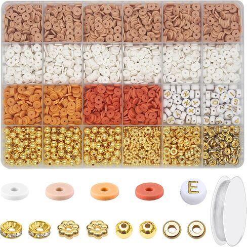 Lyricaluxe 3300Pcs Clay Beads Bracelet Making Kit Spacer Gold Beads Friendship Heishi Beads for Jewelry Making Bracelets Necklace Key Chains,(LY-CLAYBEADS-A) in Saudi Arabia