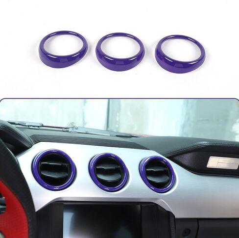 RT-TCZ Center Console Air Conditioner Outlet Vent Trim Cover Ring Interior Accessories for Ford Mustang 2015-2022,3PCS (Red) in Saudi Arabia
