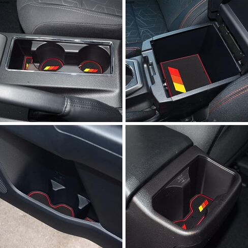 SENSHINE Custom Liners for Toyota Tacoma Accessories 2016-2021 2022 2023 Non-Slip Anti Dust Liner Cup Holder, Center Console, and Door Pocket Inserts Mats Premium Interior (Double Cab) (Red Trim) in Kuwait