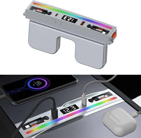 Alopee USB Hub لملحقات الطراز 3 هايلاند 2024، محور شحن سريع للغاية 65 وات لوحدة التحكم المركزية مع توصيل ولاعة السجائر in Kuwait