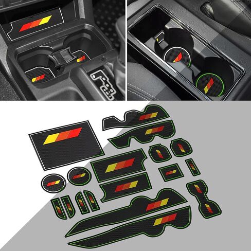SENSHINE Custom Liners for Toyota Tacoma Accessories 2016-2021 2022 2023 Non-Slip Anti Dust Liner Cup Holder, Center Console, and Door Pocket Inserts Mats Premium Interior (Double Cab) (Red Trim) in Kuwait