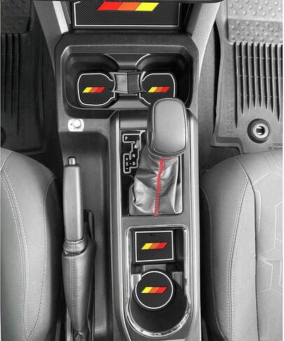 SENSHINE Custom Liners for Toyota Tacoma Accessories 2016-2021 2022 2023 Non-Slip Anti Dust Liner Cup Holder, Center Console, and Door Pocket Inserts Mats Premium Interior (Double Cab) (Red Trim) in Kuwait