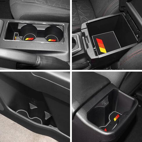 SENSHINE Custom Liners for Toyota Tacoma Accessories 2016-2021 2022 2023 Non-Slip Anti Dust Liner Cup Holder, Center Console, and Door Pocket Inserts Mats Premium Interior (Double Cab) (Red Trim) in Kuwait