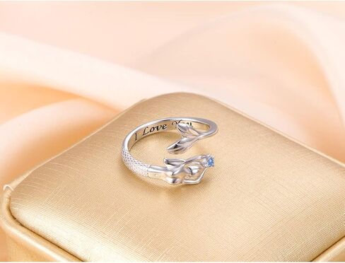 Ladytree S925 الاسترليني الشظية اليوغا زهرة اللوتس حلقة / ذيل حورية البحر حلقة مكعب زركونيا القلب مفتوحة للتوسيع الدائري للنساء الفتيات في سن المراهقة in Kuwait