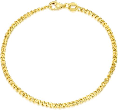 14K Yellow Gold 6-13 Inch 1.2mm-3.2mm Chain Bracelet Anklet for Women, Cuban Link Curb/Rope/Paper Clip/Round Snake/Herringbone/Bead/Water Wave, Thin Gold Chain Bracelet Durable Strong Real 14k Gold Chain Bracelet Anklet in Saudi Arabia