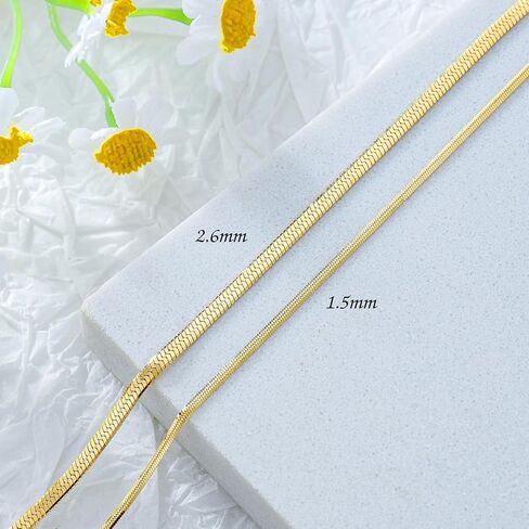 14K Yellow Gold 6-13 Inch 1.2mm-3.2mm Chain Bracelet Anklet for Women, Cuban Link Curb/Rope/Paper Clip/Round Snake/Herringbone/Bead/Water Wave, Thin Gold Chain Bracelet Durable Strong Real 14k Gold Chain Bracelet Anklet in Saudi Arabia