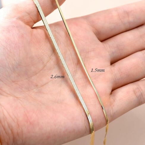 14K Yellow Gold 6-13 Inch 1.2mm-3.2mm Chain Bracelet Anklet for Women, Cuban Link Curb/Rope/Paper Clip/Round Snake/Herringbone/Bead/Water Wave, Thin Gold Chain Bracelet Durable Strong Real 14k Gold Chain Bracelet Anklet in Saudi Arabia