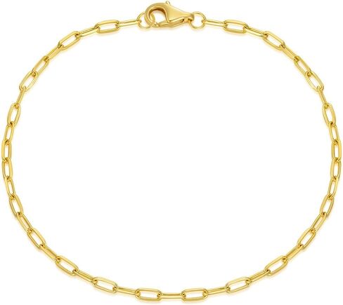 14K Yellow Gold 6-13 Inch 1.2mm-3.2mm Chain Bracelet Anklet for Women, Cuban Link Curb/Rope/Paper Clip/Round Snake/Herringbone/Bead/Water Wave, Thin Gold Chain Bracelet Durable Strong Real 14k Gold Chain Bracelet Anklet in Saudi Arabia