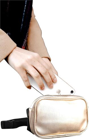 Iconikal Fashion Pebbled Crossbody Bag/Waist Pack, Gold for Storing Carrying Cell Phone Wallet Keys Money Makeup in Saudi Arabia