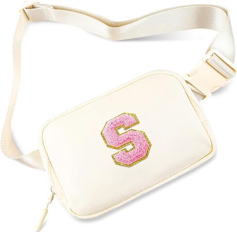 Fanny Pack Belt Bag for Women Small Crossbody Bag with Initial Letter Cute Preppy Trendy Travel Pouch Personalized Birthday Gifts Mothers Day Gifts for Mom Daughter Wife Her Beige J in Saudi Arabia