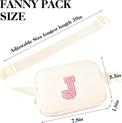 Fanny Pack Belt Bag for Women Small Crossbody Bag with Initial Letter Cute Preppy Trendy Travel Pouch Personalized Birthday Gifts Mothers Day Gifts for Mom Daughter Wife Her Beige J in Saudi Arabia