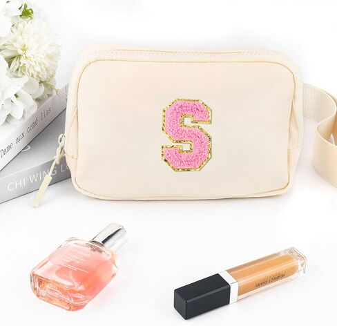 Fanny Pack Belt Bag for Women Small Crossbody Bag with Initial Letter Cute Preppy Trendy Travel Pouch Personalized Birthday Gifts Mothers Day Gifts for Mom Daughter Wife Her Beige J in Saudi Arabia
