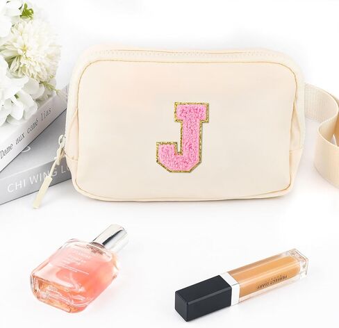 Fanny Pack Belt Bag for Women Small Crossbody Bag with Initial Letter Cute Preppy Trendy Travel Pouch Personalized Birthday Gifts Mothers Day Gifts for Mom Daughter Wife Her Beige J in Saudi Arabia