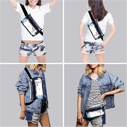 حزمة فاني شفافة من لابيول، معتمدة من ملعب حزمة فاني شفافة مقاومة للماء، حقائب فاني للنساء والرجال عصرية مع حزام قابل للتعديل، حقيبة حزام شفافة للسفر ورياضة المشي لمسافات طويلة والحفلات الموسيقية in Kuwait