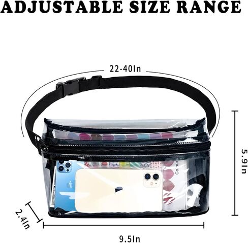 حزمة فاني شفافة من لابيول، معتمدة من ملعب حزمة فاني شفافة مقاومة للماء، حقائب فاني للنساء والرجال عصرية مع حزام قابل للتعديل، حقيبة حزام شفافة للسفر ورياضة المشي لمسافات طويلة والحفلات الموسيقية in Kuwait