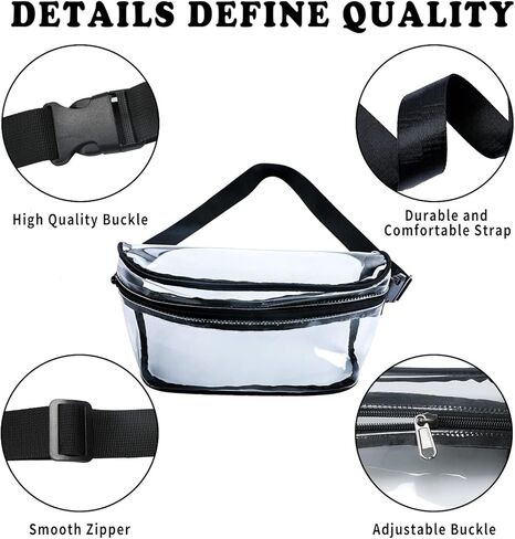 حزمة فاني شفافة من لابيول، معتمدة من ملعب حزمة فاني شفافة مقاومة للماء، حقائب فاني للنساء والرجال عصرية مع حزام قابل للتعديل، حقيبة حزام شفافة للسفر ورياضة المشي لمسافات طويلة والحفلات الموسيقية in Kuwait