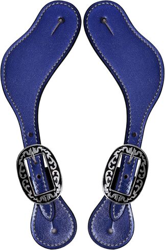 Bridle Leather Metallic Spur Straps, Adjustable Boot Straps,Two Ply Spur Straps for Western Women Men Horse Riding. in Saudi Arabia