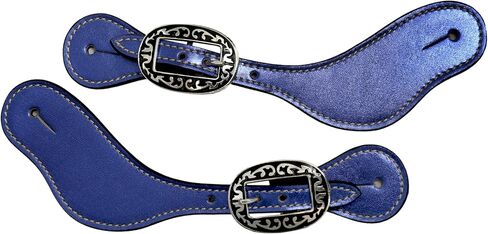 Bridle Leather Metallic Spur Straps, Adjustable Boot Straps,Two Ply Spur Straps for Western Women Men Horse Riding. in Saudi Arabia
