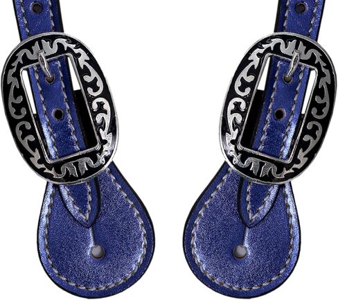 Bridle Leather Metallic Spur Straps, Adjustable Boot Straps,Two Ply Spur Straps for Western Women Men Horse Riding. in Saudi Arabia
