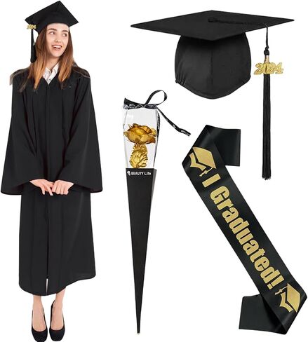 Graduation Cap and Gown 2024 Tassel Dress Unisex Adult Set for College High School and Bachelor Graduates in Saudi Arabia