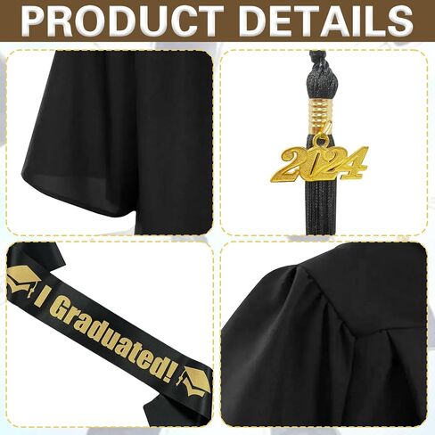 Graduation Cap and Gown 2024 Tassel Dress Unisex Adult Set for College High School and Bachelor Graduates in Saudi Arabia