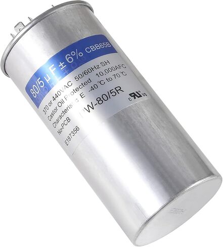 2 Pack 80/5 uF 80+5 MFD 370VAC or 440VAC Dual Run Start Round A/C Capacitor CBB65 CBB65B Air Conditioner Capacitors for AC Unit Fan Motor Start or Heat Pump or Condenser Straight Cool in Saudi Arabia