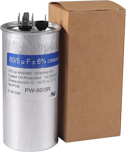 2 Pack 80/5 uF 80+5 MFD 370VAC or 440VAC Dual Run Start Round A/C Capacitor CBB65 CBB65B Air Conditioner Capacitors for AC Unit Fan Motor Start or Heat Pump or Condenser Straight Cool in Saudi Arabia