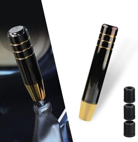 1 قطعة مقبض ناقل الحركة من الألومنيوم المصقول للسيارة، مقبض ناقل الحركة ذو مقبض طويل مقاس 7 بوصات مع 3 محولات مترابطة تناسب معظم المركبات اليدوية الأوتوماتيكية (ذهبي أسود) in Kuwait