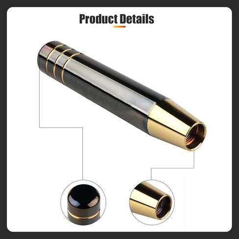 1 قطعة مقبض ناقل الحركة من الألومنيوم المصقول للسيارة، مقبض ناقل الحركة ذو مقبض طويل مقاس 7 بوصات مع 3 محولات مترابطة تناسب معظم المركبات اليدوية الأوتوماتيكية (ذهبي أسود) in Kuwait