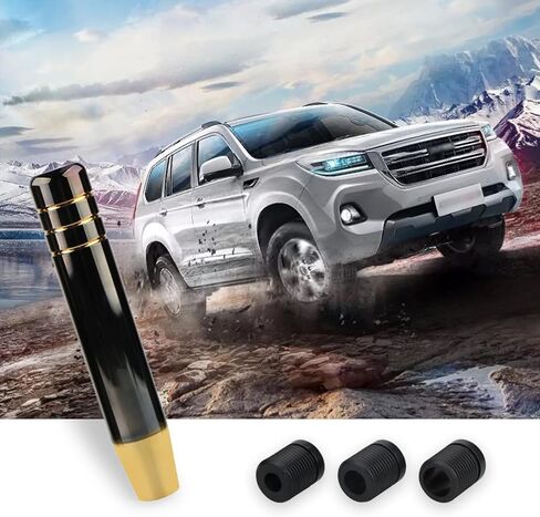 1 قطعة مقبض ناقل الحركة من الألومنيوم المصقول للسيارة، مقبض ناقل الحركة ذو مقبض طويل مقاس 7 بوصات مع 3 محولات مترابطة تناسب معظم المركبات اليدوية الأوتوماتيكية (ذهبي أسود) in Kuwait