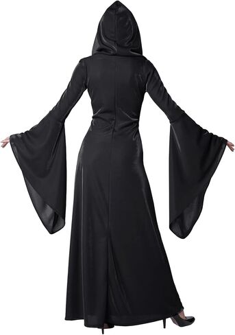 Women's Renaissance Medieval Halloween Hooded Dresses Lace Up Cosplay Costumes Vintage Maxi Cloak Robes in Saudi Arabia