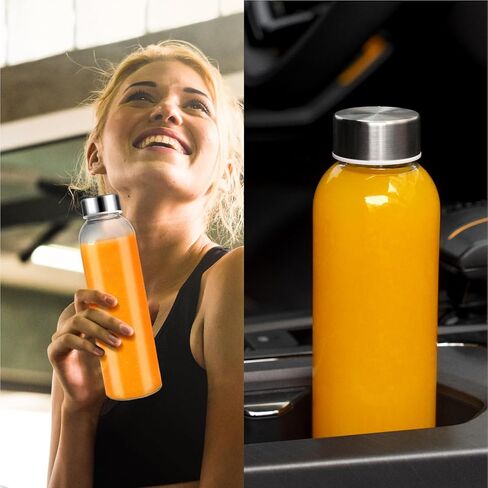 18 oz Glass Juice Bottles with Lids, Glass Juicing Bottles, Reusable Glass Water Bottles with Stainless Steel Airtight Cap for Refrigerator, BPA Free, Leak Proof, Eco-Friendly, Set of 6 in Saudi Arabia