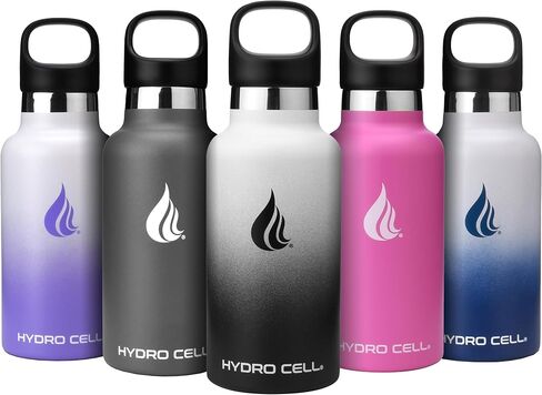 زجاجة مياه من الفولاذ المقاوم للصدأ HYDRO CELL مع شفاطة و2 غطاء فم قياسي (32oz 24oz 20oz 16oz) تحافظ على السوائل ساخنة أو باردة مع جدار مزدوج معزول بتصميم رياضي مانع للتسرب (أزرق مخضر/أزرق 20oz) in Kuwait