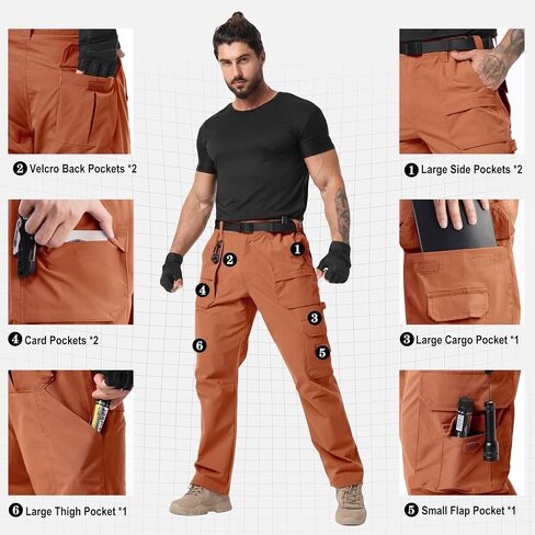 Tactical Pants for Men Stretch, Ripstop Work Pants for Men Lightweight Hiking Cargo Pants Men Water Resistant in Saudi Arabia