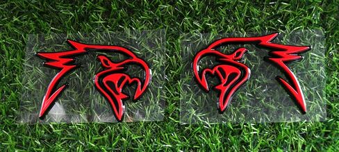 Pair Custom HELLHAWK Emblem Replacement for Trackhawk Fender Door 3D Badge Hellcat Style Head (Red) in Saudi Arabia