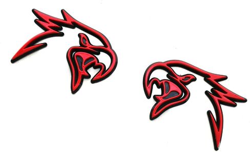 Pair Custom HELLHAWK Emblem Replacement for Trackhawk Fender Door 3D Badge Hellcat Style Head (Red) in Saudi Arabia