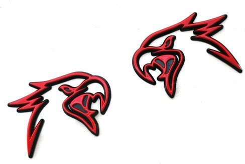 Pair Custom HELLHAWK Emblem Replacement for Trackhawk Fender Door 3D Badge Hellcat Style Head (Red) in Saudi Arabia