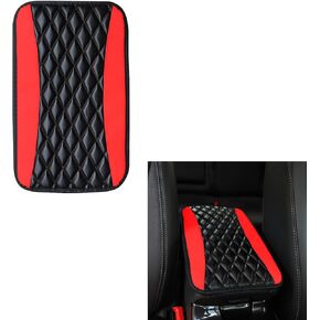 Car Armrest Cover, Car Center Console Cushion Pad, PU Leather Auto Armrest Cover Protector, Universal Armrest Waterproof Non Slip Interior Accessories Suitable for Most Cars, Vehicles, SUVs (Black)