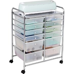 Honey Can Do 12-Drawer Rolling Craft Storage Or Office Cart, Chrome CRT-09642 Clear in Kuwait