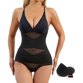 Women's Shapewear Bodysuit Tummy Control, V Neck Bra Body Shaper Under the Dress Butt Lifter Briefs Jumpsuit Tops