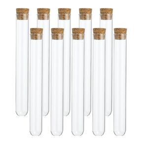 PATIKIL 12ml Test Tubes, 10pcs 4.92x0.63in Glass Clear Round Bottom Test Tube Containers with Cork Stopper for Bead Party Candy Bath Salt Storage Scientific Experiment Plant Propagation