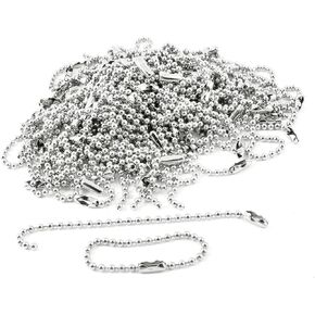 VNDEFUL 100Pcs 10cm Silver Tone Connector Clasp Ball Chains Keychain Tag