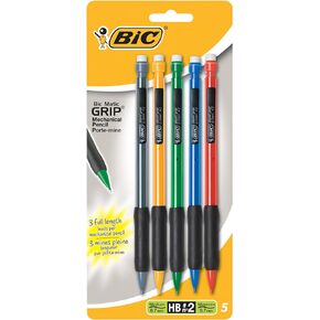 BIC MPGP51-Blk Matic Grip Mechanical Pencil, Medium Point (0.7 mm), 5 Pencils